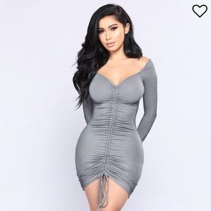 Xi'An Ruched Dress - Charcoal